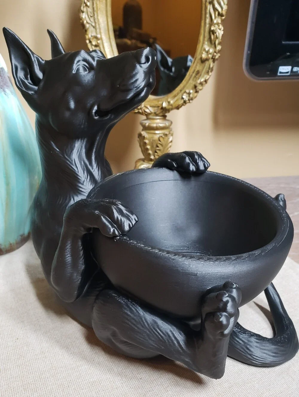Hand Crafted Doberman Dog Bowl / Planter / Jewelry or Keepsake Dish NWT!